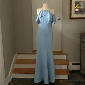 Nicole Miller baby blue cold shoulder gown. Sz. 2